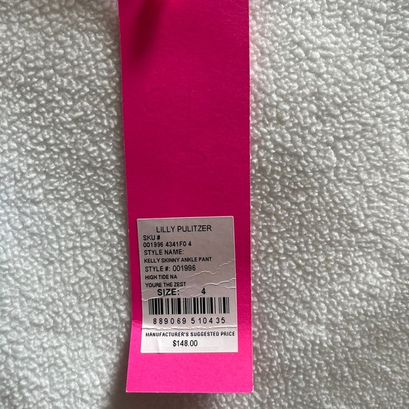 Lilly Pulitzer NWT Kelly Skinny Ankle Pant in blue You’re the Zest print - Picture 2 of 2